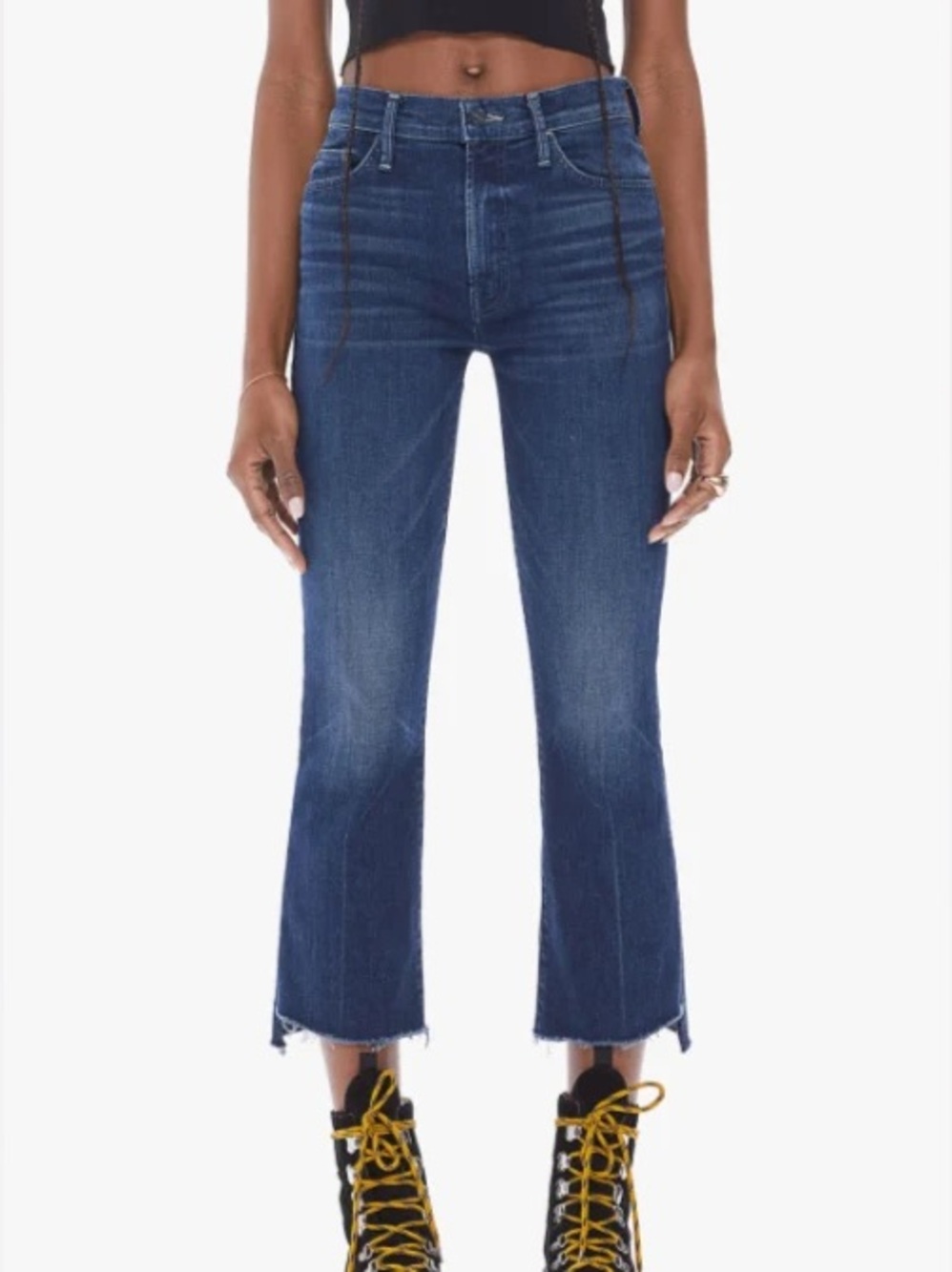 Mother Denim The Insider Crop Step Fray in Crushing It